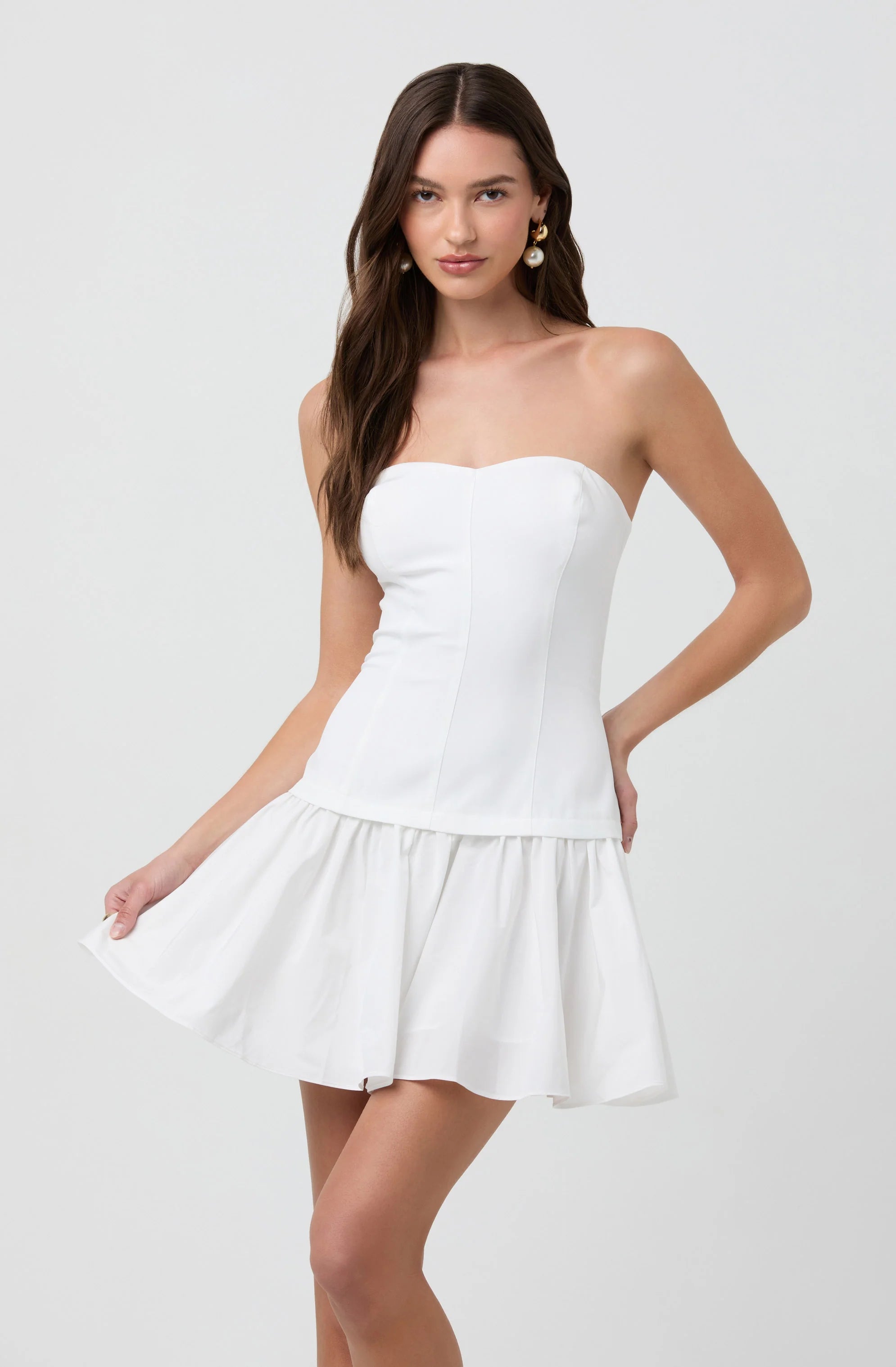Strapless Drop Waist Mini Dress